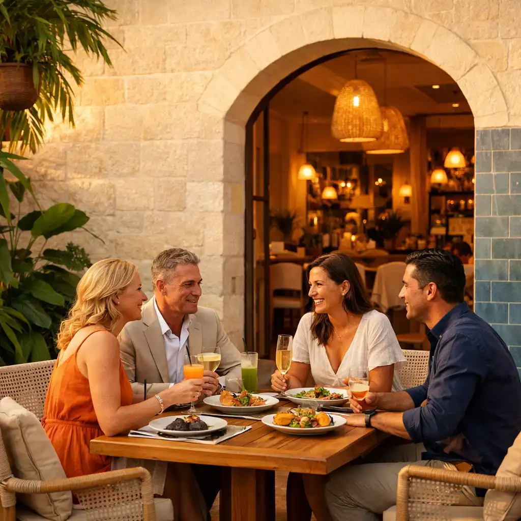 Guests arriving in the courtyard as a Brisbane poker evening begins.